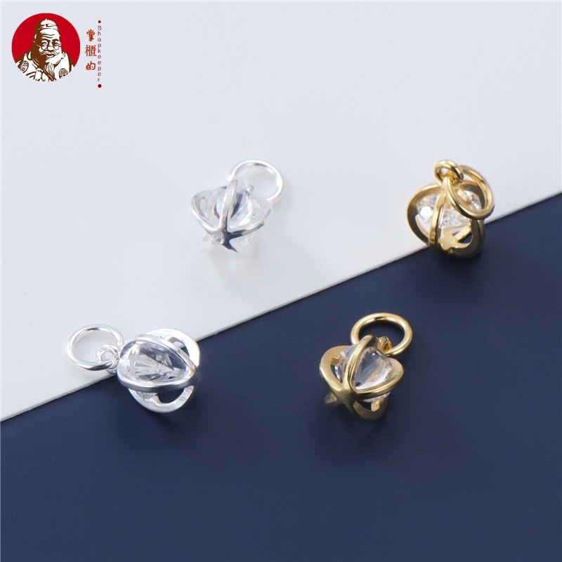 Mặt Dây Chuyền Hình Dưa Hấu Mạ Vàng / Bạc S925 Đính Đá Thủ Công DIY