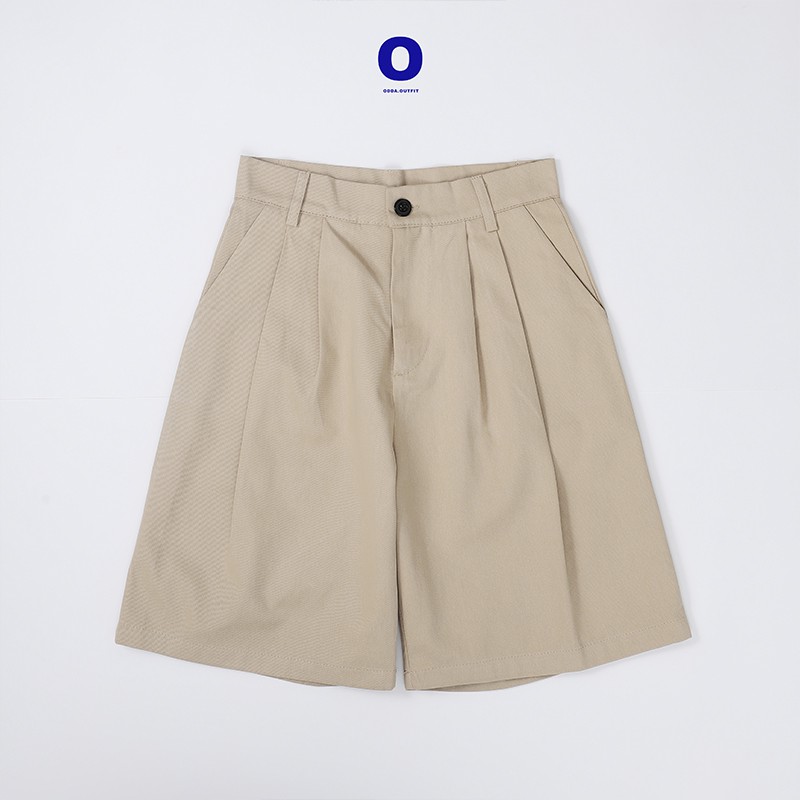 ODDA OUTFIT / Quần kaki ngắn phong cách Nhật Bản năng động, Quần Kaki màu Be.