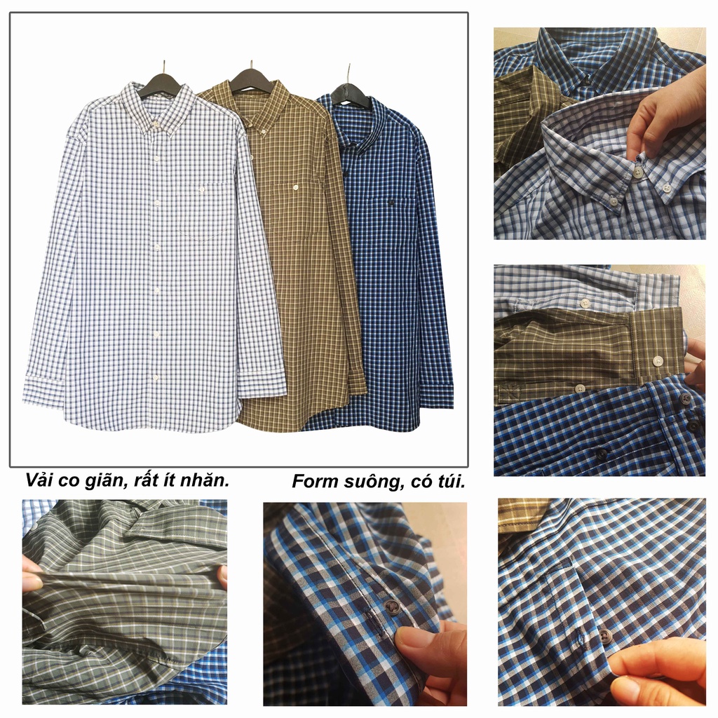 Áo somi bigsize dài tay họa tiết caro cho nam 80kg - 155kg ngoại cỡ dài tay hàng xuất dư | PH Big Size | A191