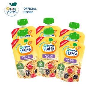 Combo 6 Gói Trái cây nghiền vị táo, mâm xôi với Muesli Fruto Nyanya 130g/gói