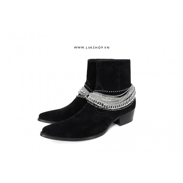 Giày Chain Embellished Ankle Boots