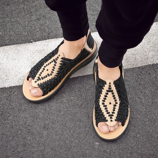 Giày sandal da đế dày thoáng khí thời trang mùa hè cho nam