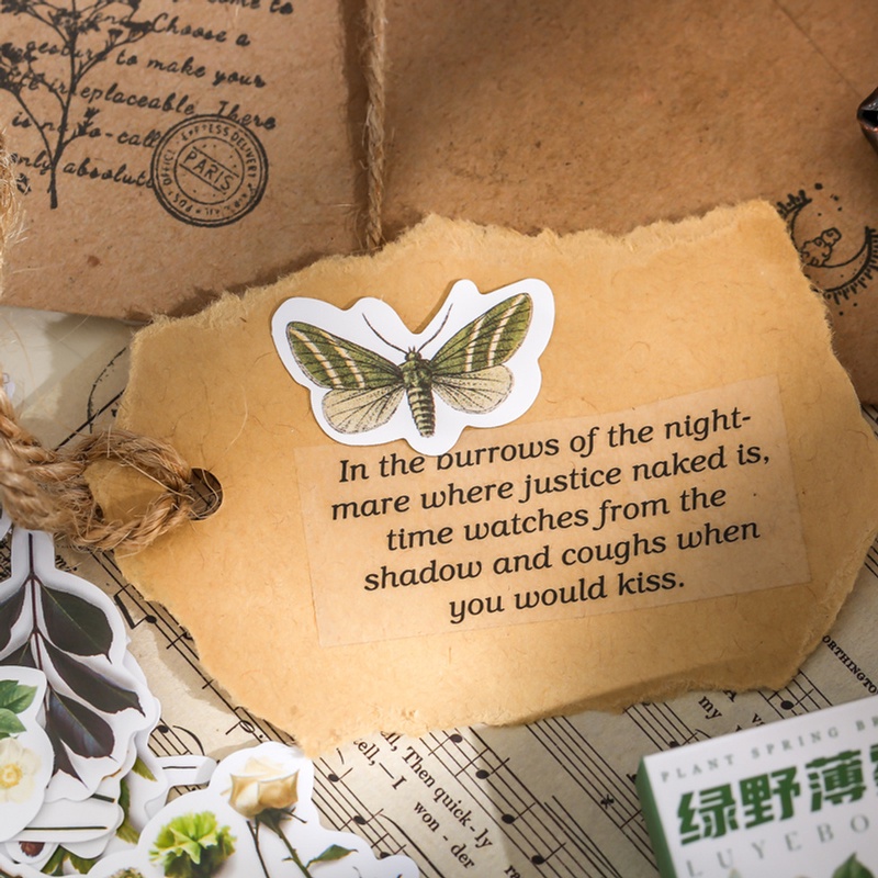 Mr.paper Bộ 300 Tờ 300 Miếng Dán Trang Trí Hình Cây Hoa Bướm Phong Cách vintage Đẹp Mắt DIY