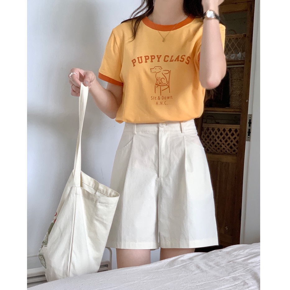 Quần Short Ống Rộng Lưng Cao Phong Cách Retro Mùa Hè 51838