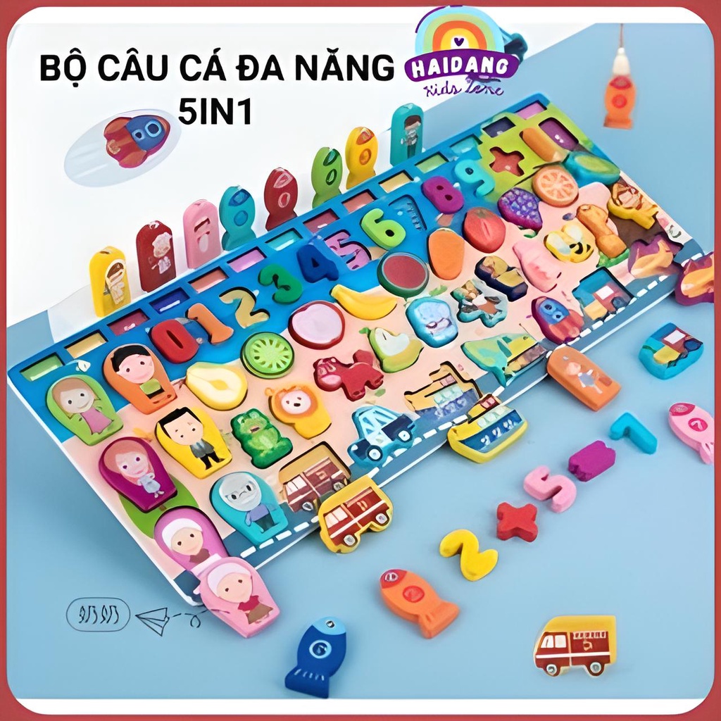 Đồ Chơi Cho Bé, Bảng Chữ Cái Ghép Số Câu Cá Bằng Gỗ Lắp Ráp Xếp Hình Thông Minh Cho Trẻ Em