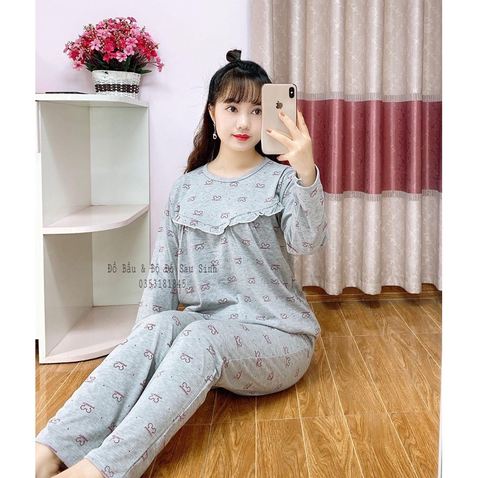 [SIZE 50-70KG]Bộ Đồ Bầu Sau Sinh Gấu Kéo Khoá Ngang Cho Mẹ