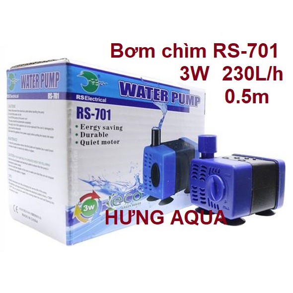 Máy Bơm nước bể cá mini- bơm chìm bể cá, hồ thủy sinh, hòn non bộ, tiểu cảnh RS 701 3W, RS 901 5W chạy êm tiết kiệm điện