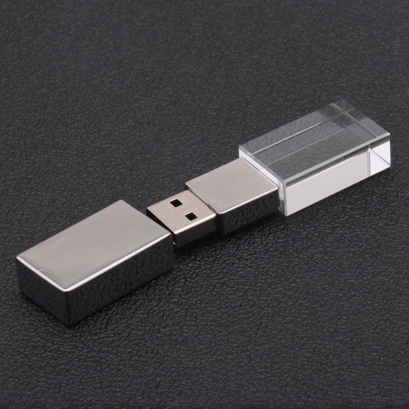 Usb đèn led pha lê trong suốt 32gb 16gb