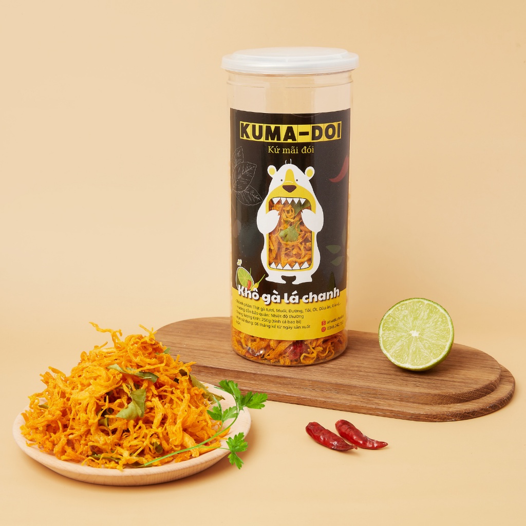 Đồ ăn vặt Khô gà lá chanh xé cay 300g KUMA-DOI ăn vặt tuổi thơ Sài Gòn ngon mà rẻ | BigBuy360 - bigbuy360.vn