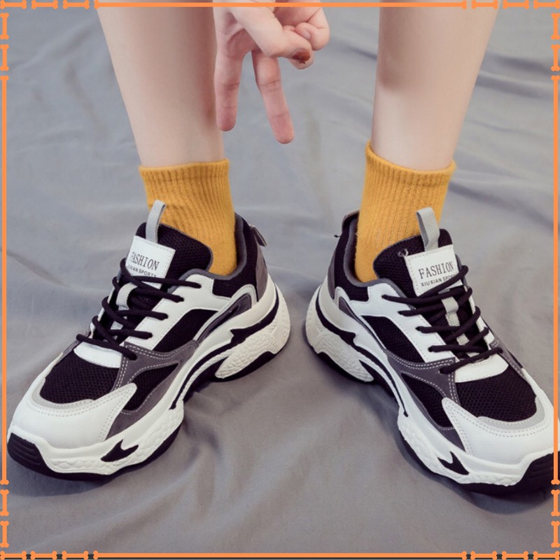 Giày nữ - giày thể thao nữ sneakers tăng chiều cao hiệu quả , độn đế 4-5cm đế cao màu Đen mẫu hot 2021