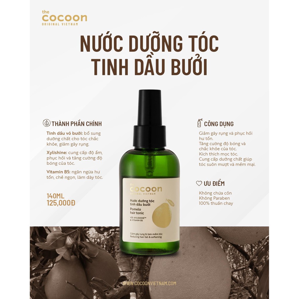 Xịt Mọc Tóc Tinh Dầu Vỏ Bưởi Pomelo Cocoon 140ml | BigBuy360 - bigbuy360.vn