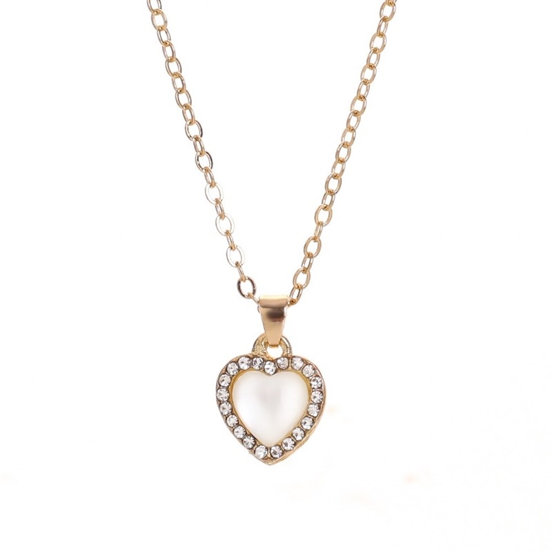 1 Vòng cổ Mặt Trái Tim Đính Đá Opal Phong Cách Hàn Quốc Tinh Tế Cho Nữ