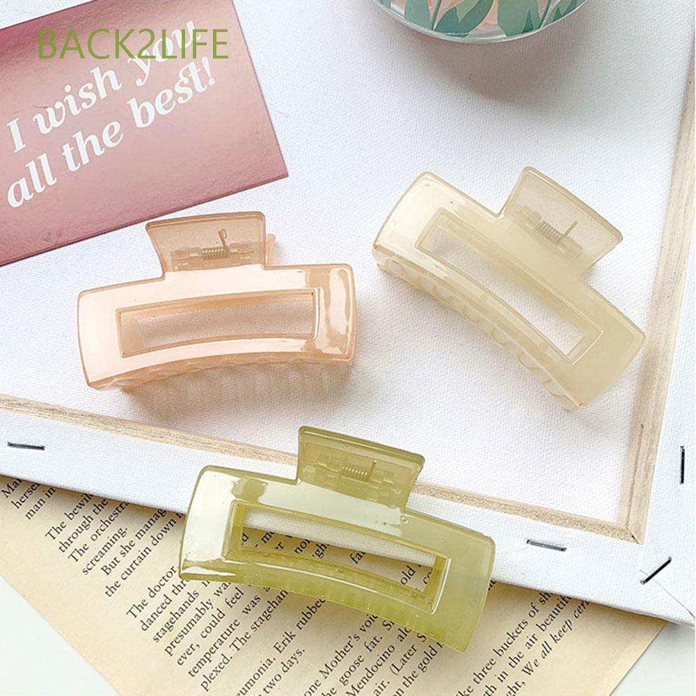 Kẹp gắp tóc hình chữ nhật bằng nhựa màu trơn đơn giản cho nữ