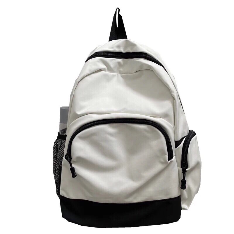 Balo vải dù trơn đen trắng from mềm balo đi học