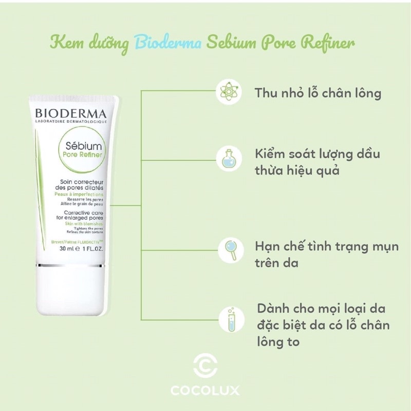  Kem dưỡng se khít lỗ chân lông Bioderma Sebium Pore Refiner 30ml