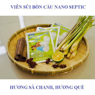Viên tẩy bồn cầu ⚡ HƯƠNG QUẾ- SẢ CHANH⚡ Viên nén vi sinh khử mùi NANO SEPTIC Lanini siêu sạch dùng cho 2-3m3 hầm cầu