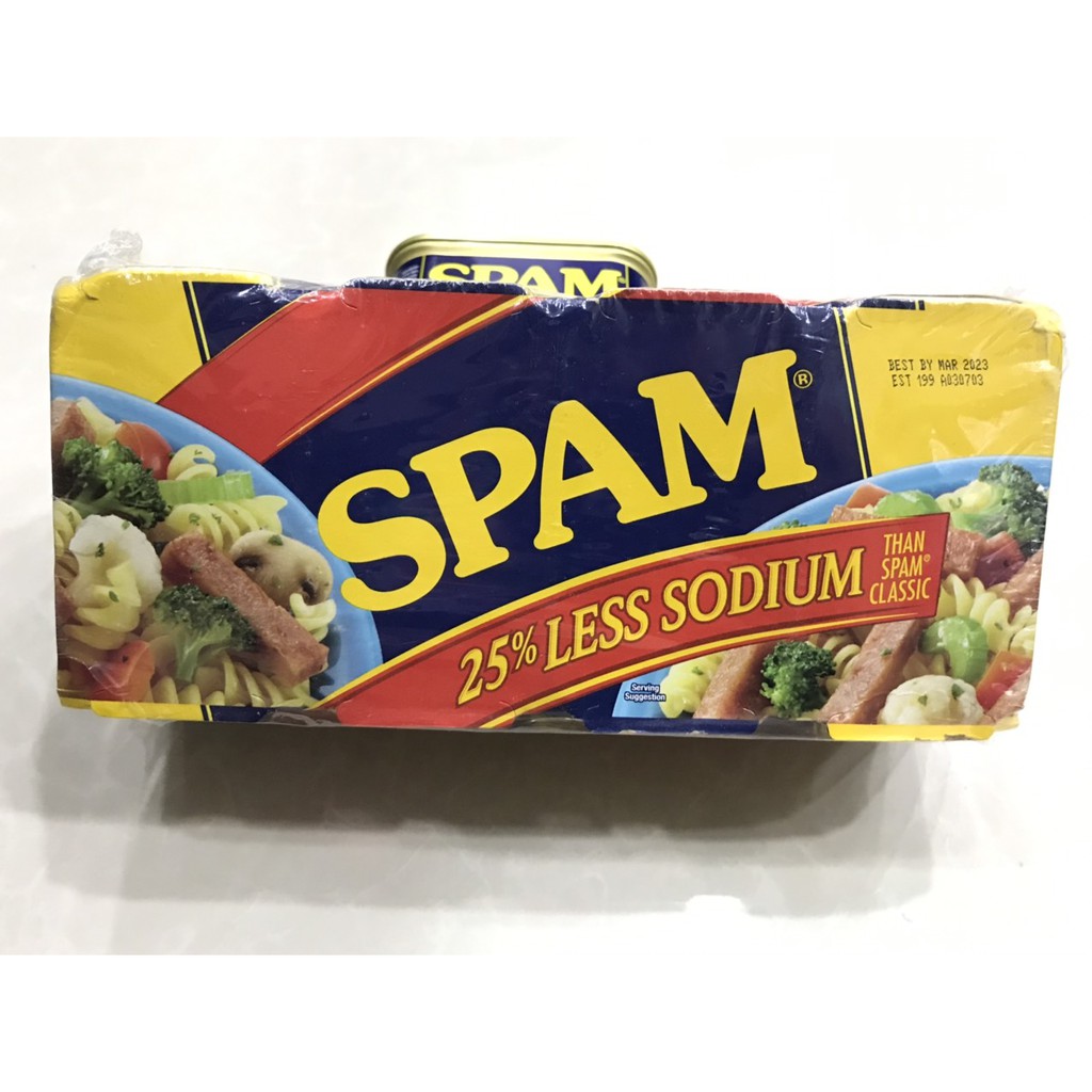 [Date: 03/2023] Thịt hộp Spam Giảm mặn Hormel 25% Less Sodium 340g, Thịt đóng hộp, Thịt heo hộp,Thịt hộp spam mỹ