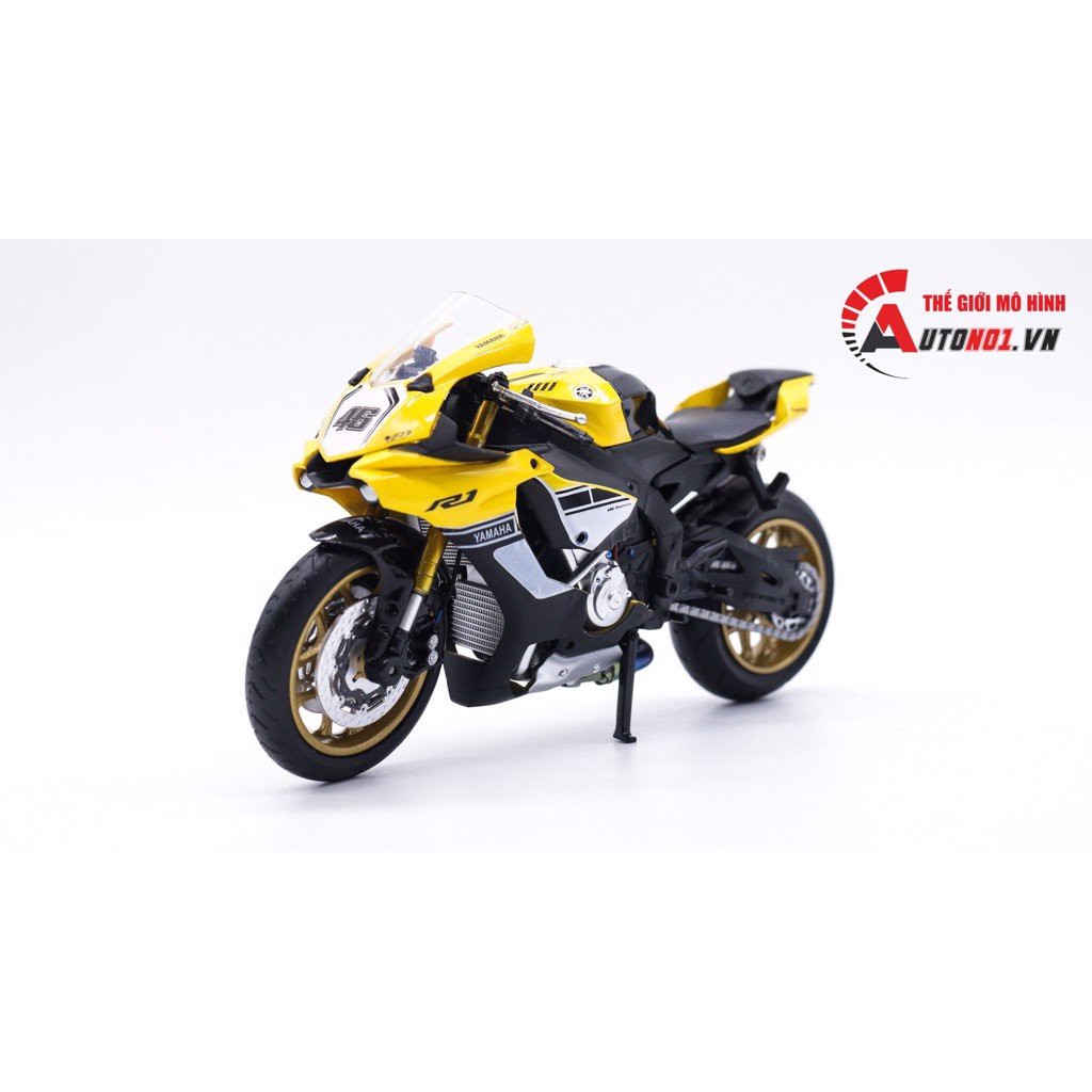 MÔ HÌNH XE YAMAHA R1M 60TH ANNIVERSARY YELLOW VER 1 - ĐỘ PÔ AR KIM LOẠI AUTONO1 D141