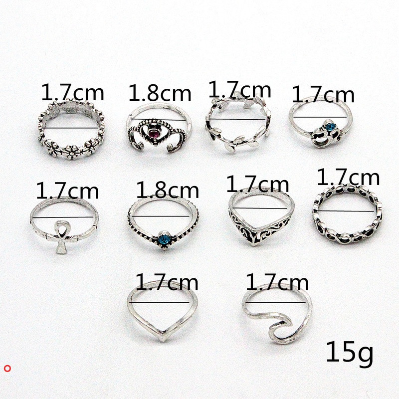 Set 10 nhẫn đeo khớp ngón tay nhiều mẫu mã thời trang cá tính cho nữ