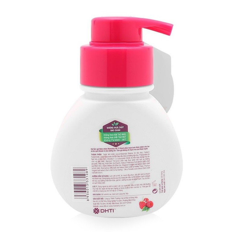 Bọt tắm gội thiên nhiên Mamamy - hương Raspberry 200ml