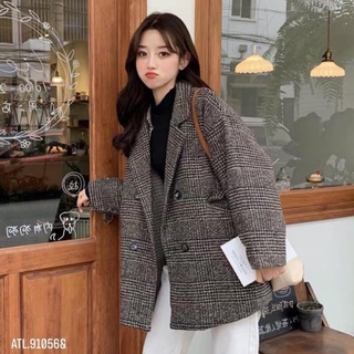 Áo khoác dạ kẻ - chất dạ thô dày dặn, ấm áp - bd24