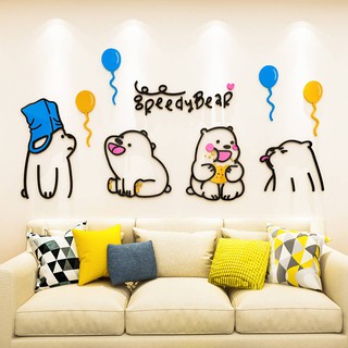 Miếng Dán Tường 3d Bằng Acrylic Hình Gấu Nhỏ Dễ Thương Trang Trí Phòng Ngủ