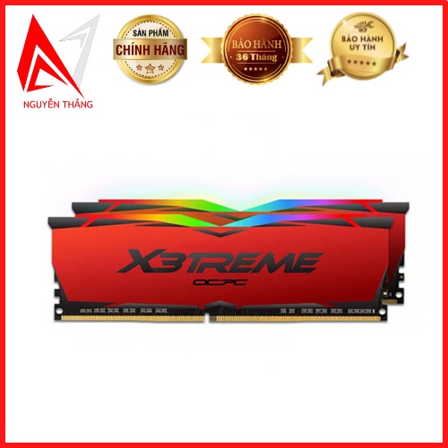 Ram máy tính OCPC X3treme Aura RGB 16GB 3200 (2x8GB) DDR4 Red (MMX3A2K16GD432C16RE) Tản Nhiệt