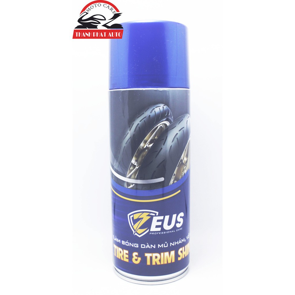 Dưỡng Nhựa đen, nhựa nhám, vỏ xe phục hồi nhựa hư tổn Zeus Tire &amp; Trim Shine 400ml