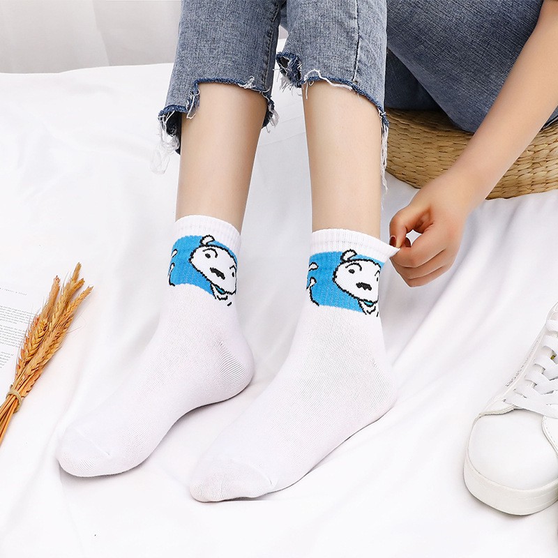 Đôi tất cotton thoáng khí họa tiết hoạt hình dễ thương cho nam và nữ