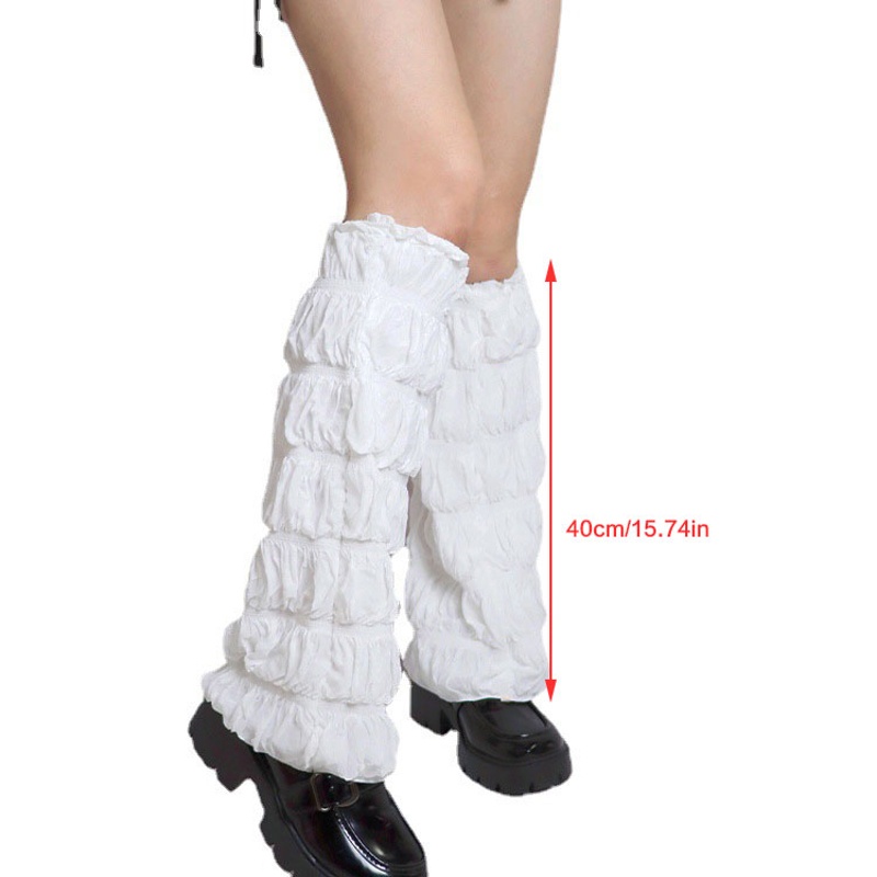 Xiangbao Vớ Dài Đến Đầu Gối Giữ Ấm Chân Màu Trắng Gợn Sóng Bong Bóng Cho Nữ