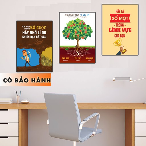 Tranh slogan tạo động lực canvas trang trí văn phòng nhiều mẫu hot nhất treo bằng đinh ba chân chuyên dụng tặng kèm