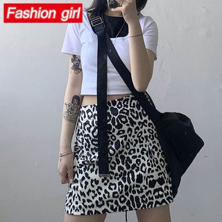Chân Váy Chữ A Lưng Cao In Họa Tiết Da Báo Thời Trang Hàn Quốc