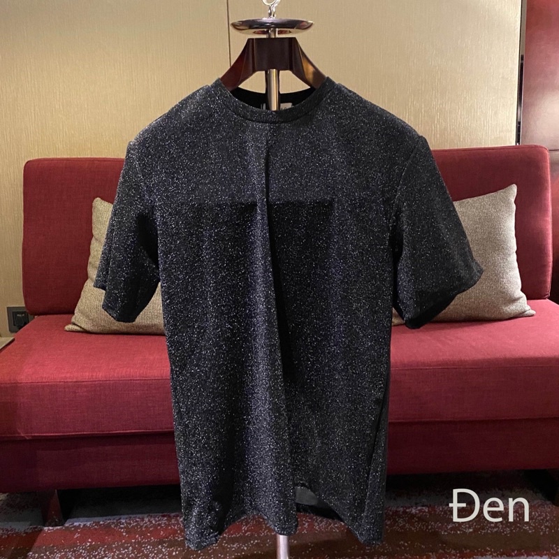 Áo thun nam lấp lánh, sang trọng vải dệt kim tuyến form rộng unisex