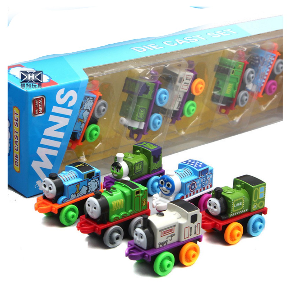 Bộ xe lửa thomas mini gồm 6 chiếc bằng kim loại đồ chơi trẻ em