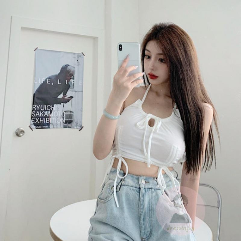 Áo Tank Top Không Tay Hở Lưng Màu Sắc Đơn Giản Dành Cho Nữ