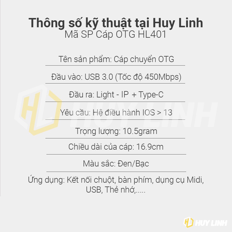 Cáp chuyển OTG ra USB 3.0 - HL401 dây bọc dù kết nối chuột bàn phím
