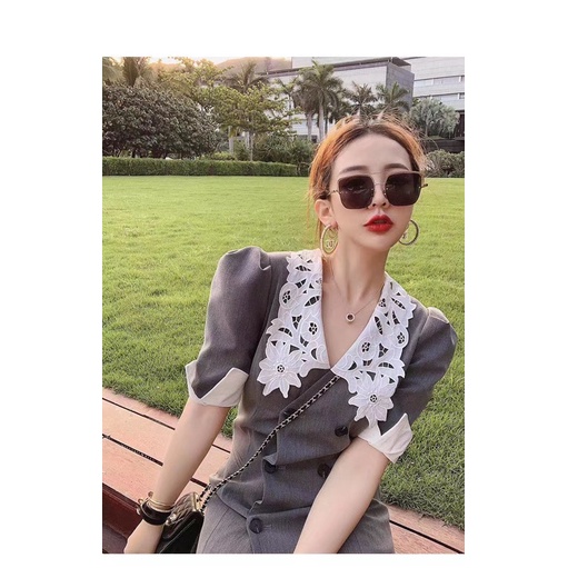 Váy Vest cổ thêu ren