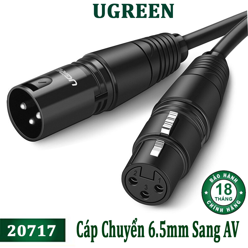 Cáp Chuyển Đổi Âm Thanh 6.5mm Ra XLR Microphone Dài 1M Ugreen 20717