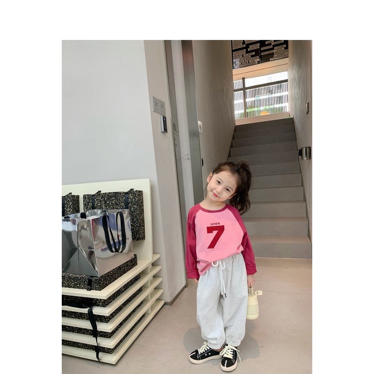 [Babycat] Hàng Có Sẵn Áo Thun Cotton Tay Dài Màu Tương Phản Phong Cách Hàn Quốc Nhật Bản Thời Trang Mùa Thu Kích Thước Vừa Lớn Cho Bé Gái