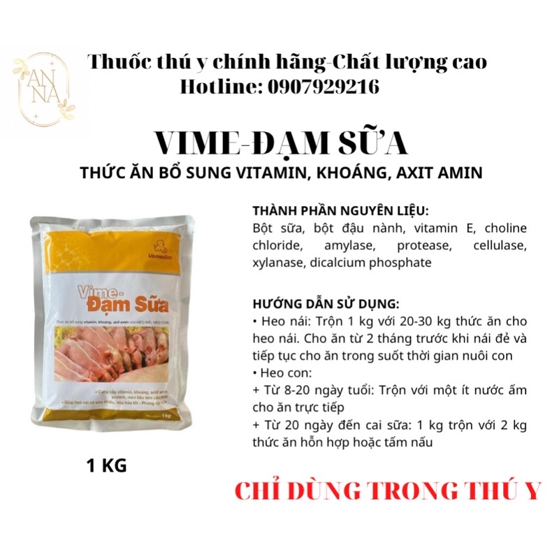 VIME ĐẠM SỮA BỔ SUNG VITAMIN VÀ KHOÁNG CHẤT CHO HEO NÁI 1 KG