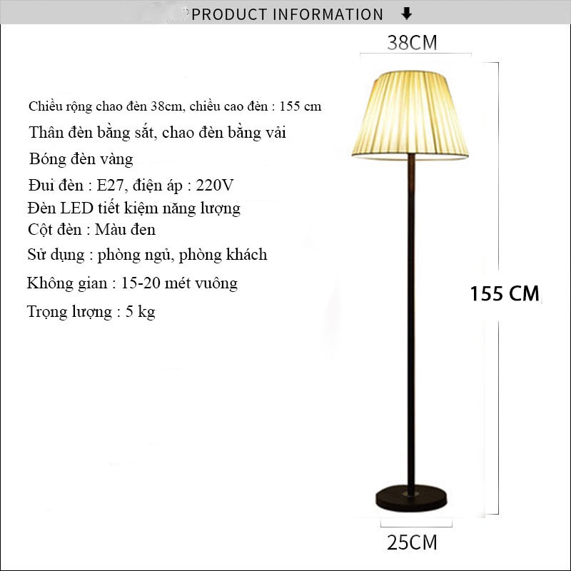 Đèn cây đứng trang trí nội thất phòng khách, phòng ngủ phong cách Châu Âu kừm bóng đèn LED