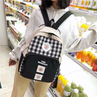 balo đơn giản kết hợp kẻ caro , cặp sách học sinh,sinh viên phiên bản hàn quốc