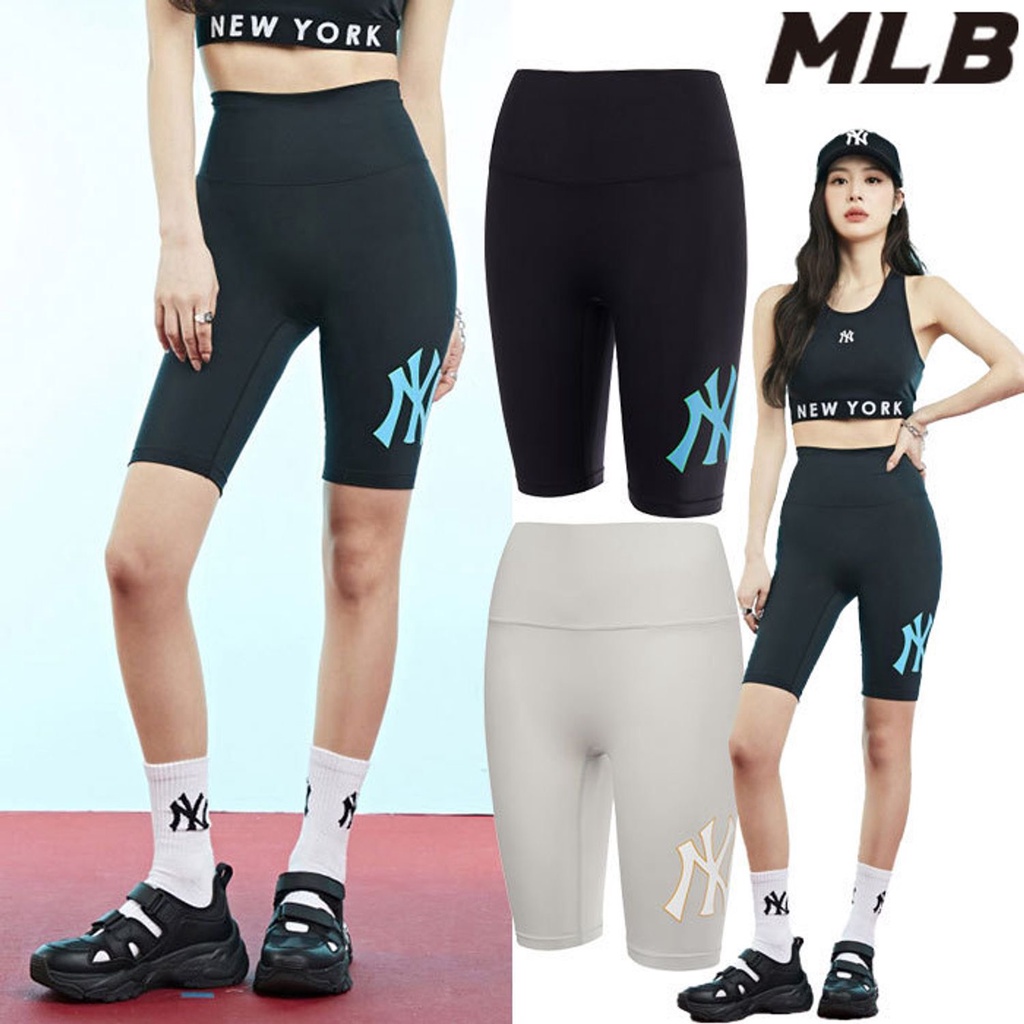 Quần MLB Biker Legging Nữ MÀU ĐEN LOGO XANH DƯƠNG - *BLACK* - CODE: 3FLGC0123
