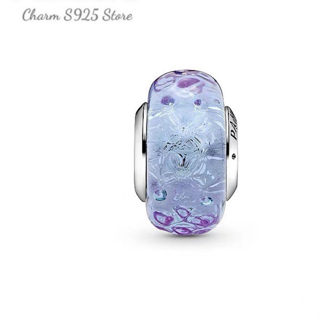 charm pan thuỷ tinh hoa nổi bạc s925