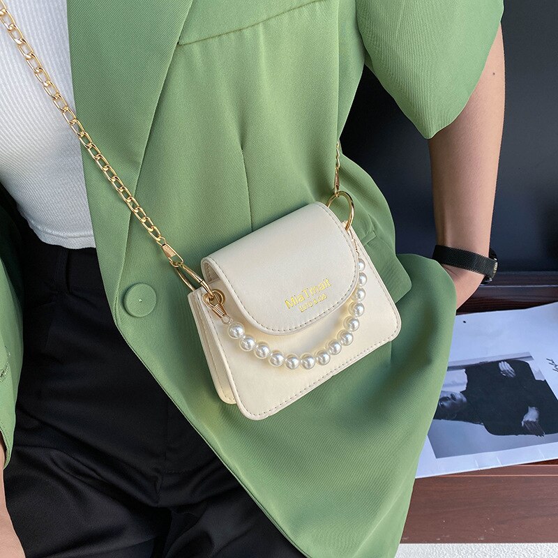 Túi Đeo Chéo JASMIN NOIR Da PU Đính Ngọc Trai Nhân Tạo Thời Trang Cho Nữ