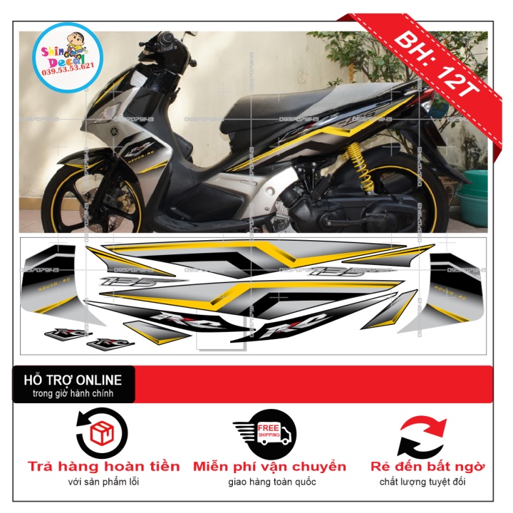 TEM XE NOUVO 4 LX RC 2009 XÁM ĐEN VÀNG -- SHIN DECAL 2