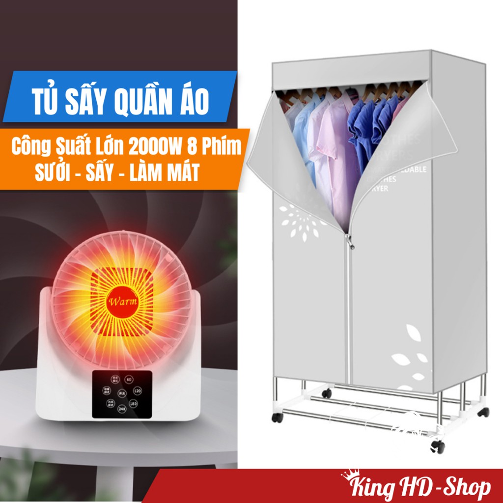 Tủ sấy quần áo diệt khuẩn công suất lớn 8 phím, sưởi, sấy, làm mát hàng xuất âu