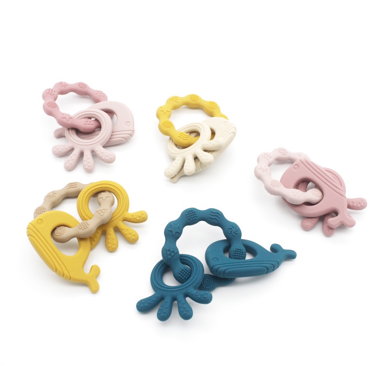 Set 3 Vòng Tay Đồ Chơi Ngậm Mọc Răng Bằng Silicone Dành Cho Trẻ Sơ Sinh