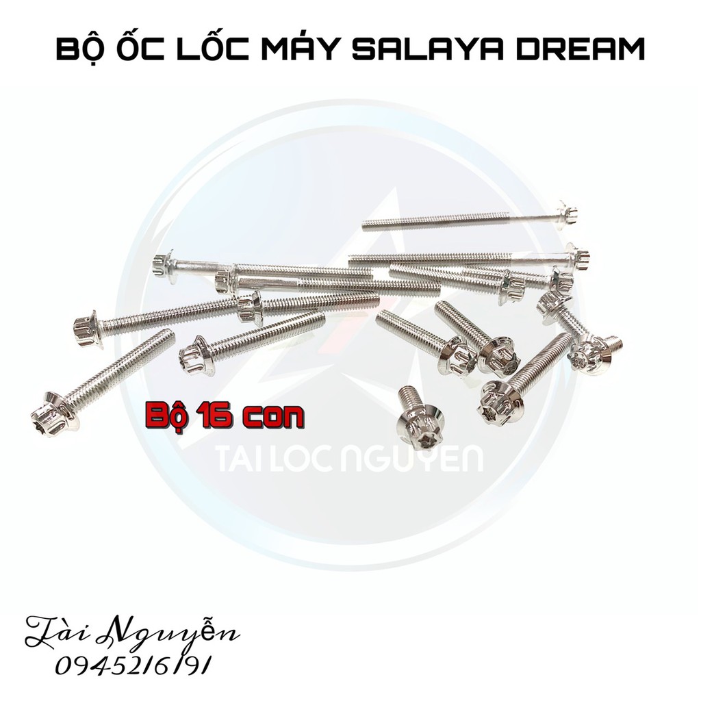 BỘ ỐC LỐC MÁY INOX SALAYA DÀNH CHO XE MÁY CÁC DÒNG