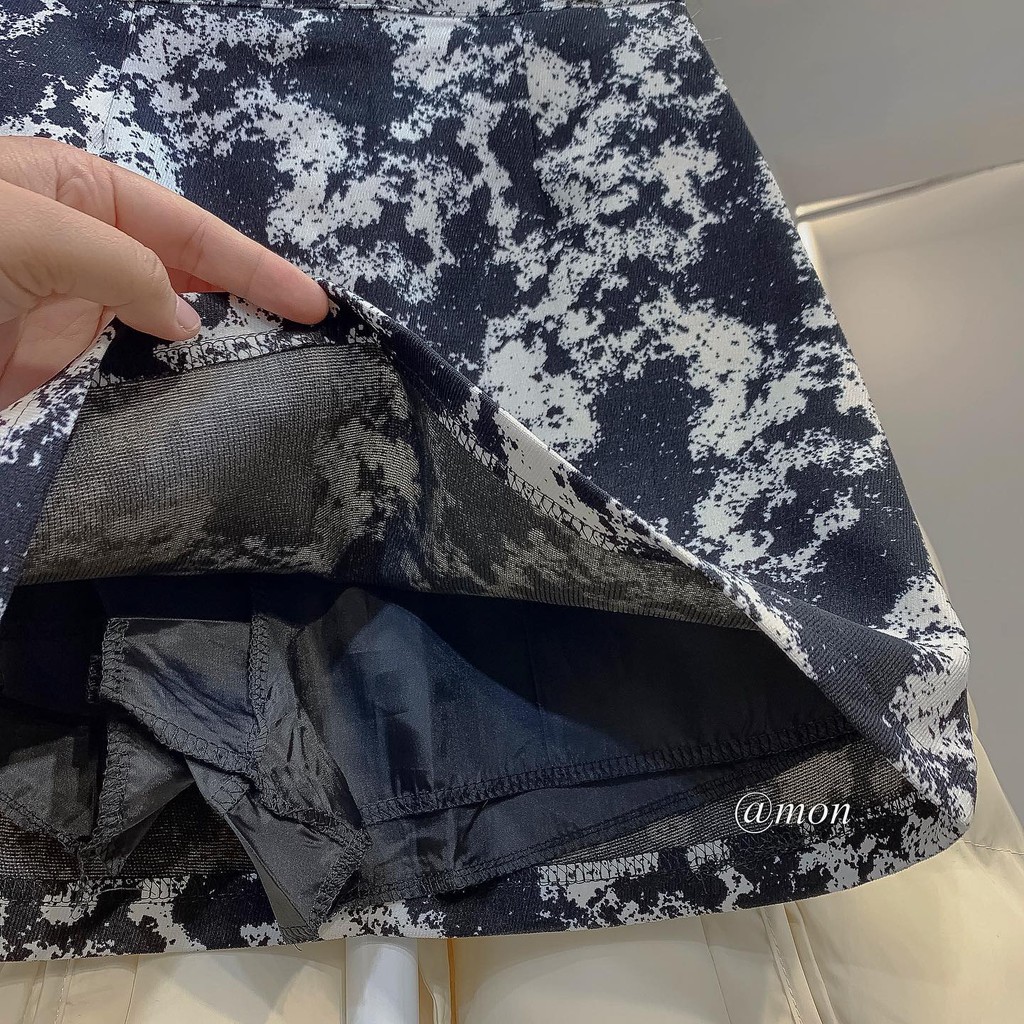 2101449 Chân váy chữ A nữ ulzzang họa tiết loang màu be đen có size | BigBuy360 - bigbuy360.vn